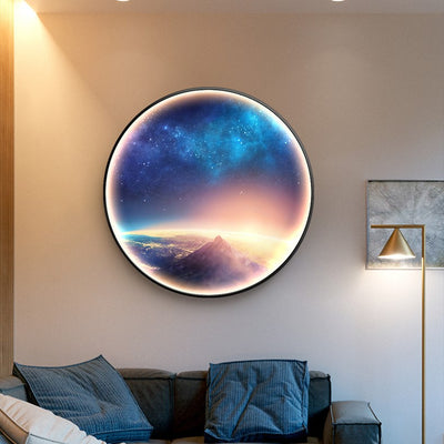 Contemporary Simplicity Starry Sky Moon Aluminum Round LED Wall Sconce Lamp For Living Room