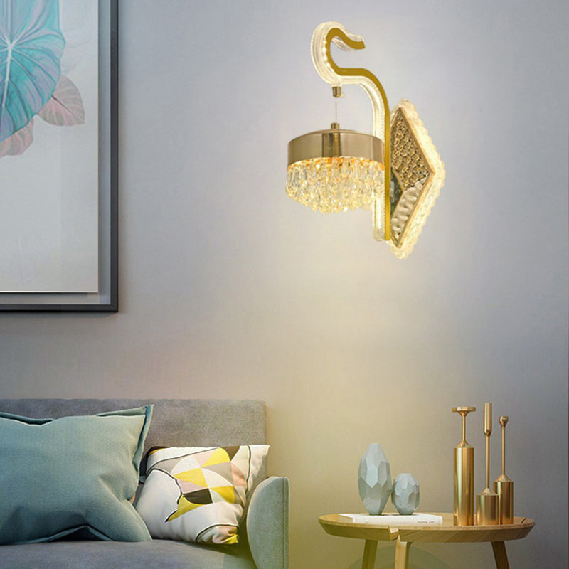 Contemporary Luxury Curved Crystal Acrylic LED Wall Sconce Lamp For Living Room