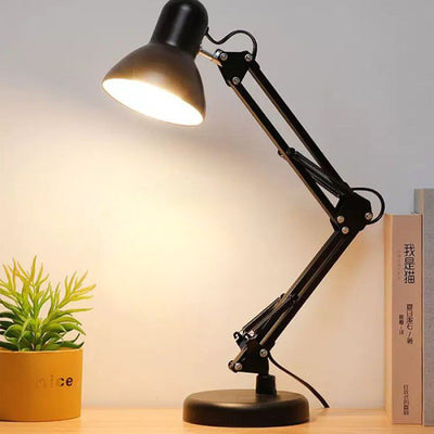 Contemporary Nordic Adjustable Lamp Arm Iron Round 1-Light Table Lamp For Bedroom