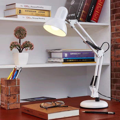 Contemporary Nordic Adjustable Lamp Arm Iron Round 1-Light Table Lamp For Bedroom