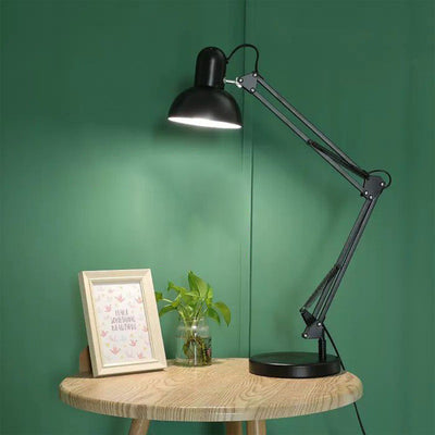 Contemporary Nordic Adjustable Lamp Arm Iron Round 1-Light Table Lamp For Bedroom