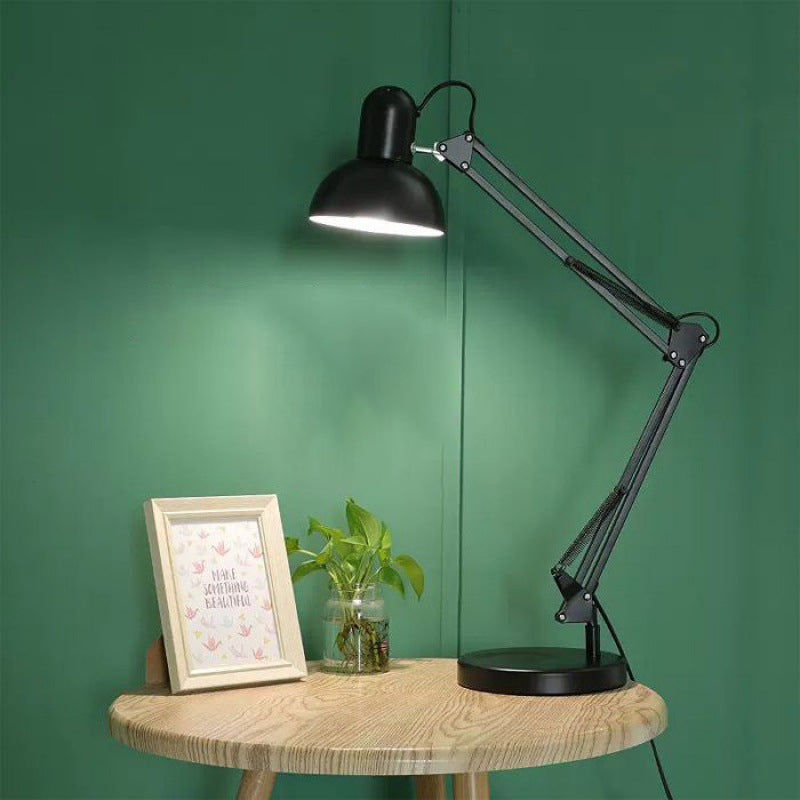 Contemporary Nordic Adjustable Lamp Arm Iron Round 1-Light Table Lamp For Bedroom