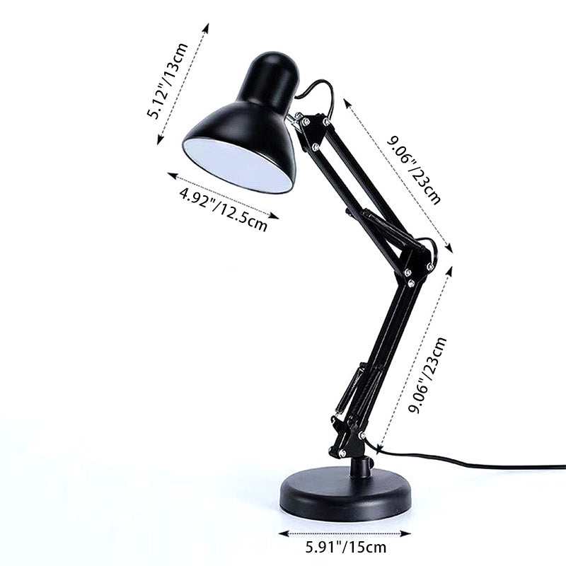 Contemporary Nordic Adjustable Lamp Arm Iron Round 1-Light Table Lamp For Bedroom