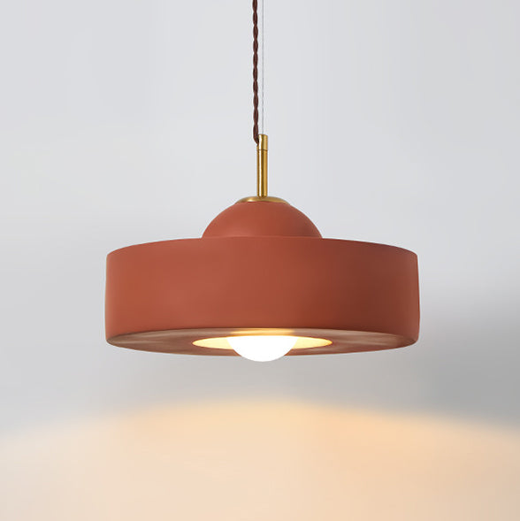 Contemporary Scandinavian Iron Resin Round 1-Light Pendant Light For Living Room