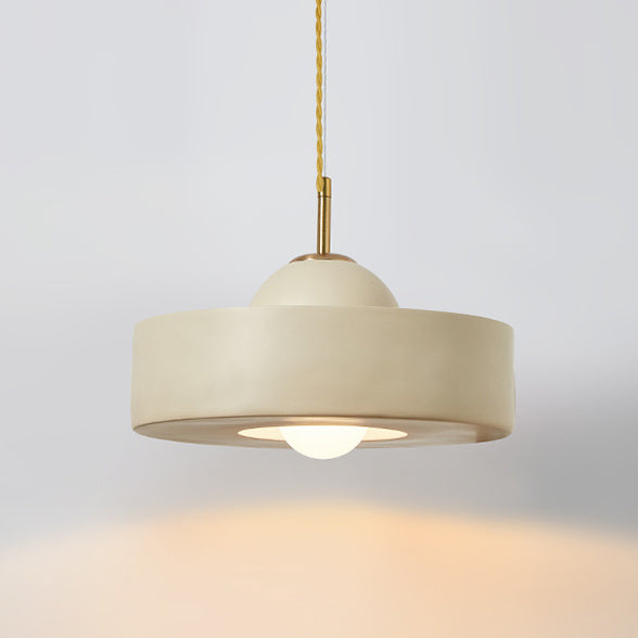 Contemporary Scandinavian Iron Resin Round 1-Light Pendant Light For Living Room