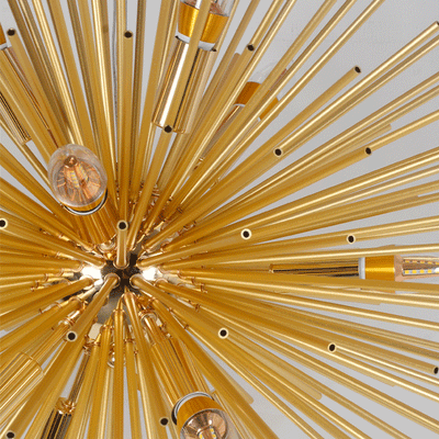 Contemporary Luxury Hardware Glass Ball Golden Dandelion 12-Light Chandelier For Living Room