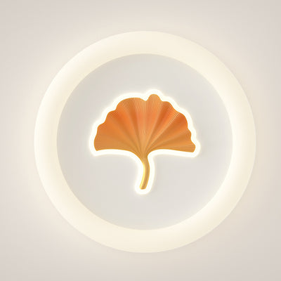 Modern Simplicity Iron PE Round Ginkgo Leaf LED Flush Mount Ceiling Light For Living Room