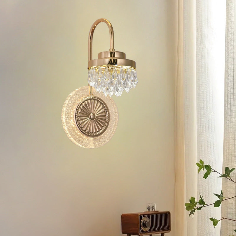 Contemporary Luxury Round Crystal Acrylic LED Wall Sconce Lamp For Living Room