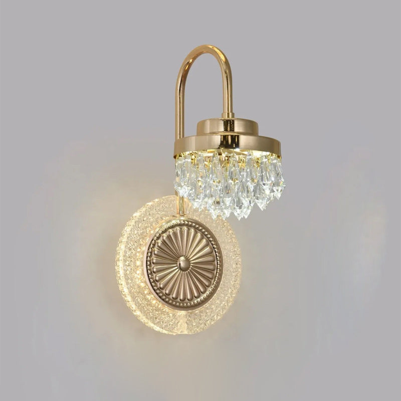 Contemporary Luxury Round Crystal Acrylic LED Wall Sconce Lamp For Living Room