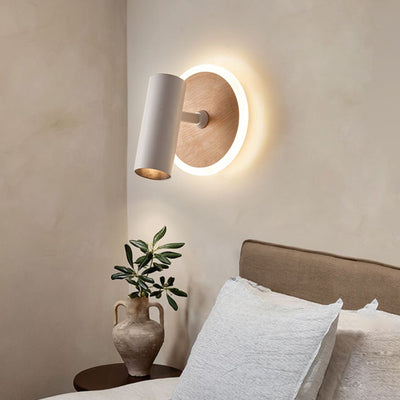 Modern Minimalist Iron Imitation Wood Grain Acrylic LED Spotlight Wall Sconce Lamp For Bedroom