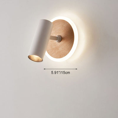 Modern Minimalist Iron Imitation Wood Grain Acrylic LED Spotlight Wall Sconce Lamp For Bedroom