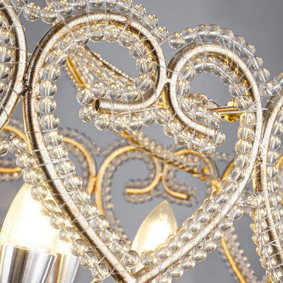 Traditional French Iron Heart Shaped Frame Crystal Decor 6/8-Light Chandelier For Dining Room