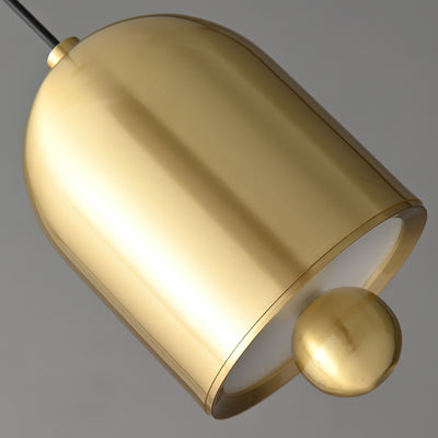 Modern Minimalist Full Copper Geometrical Bell Shade LED Pendant Light For Living Room