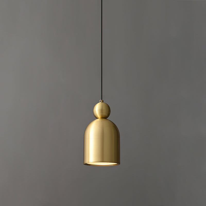 Modern Minimalist Full Copper Geometrical Bell Shade LED Pendant Light For Living Room