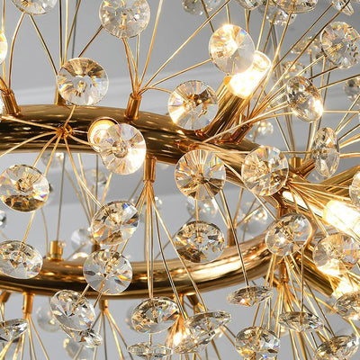 Modern Luxury Globe Crystal Dandelion Shade Iron Aluminum 6/9-Light Chandelier For Dining Room