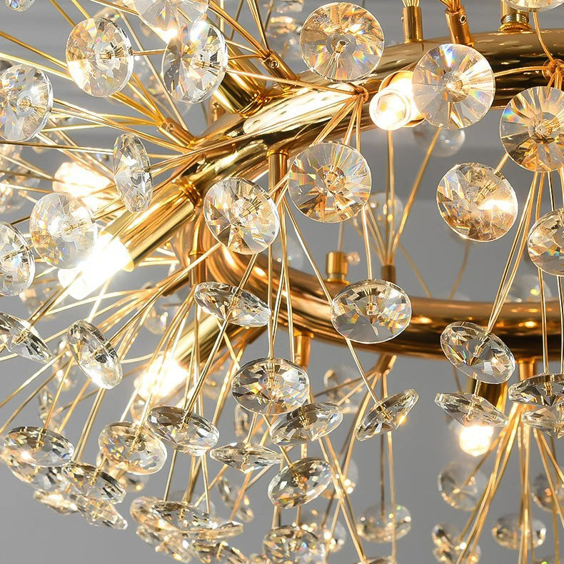 Modern Luxury Globe Crystal Dandelion Shade Iron Aluminum 6/9-Light Chandelier For Dining Room