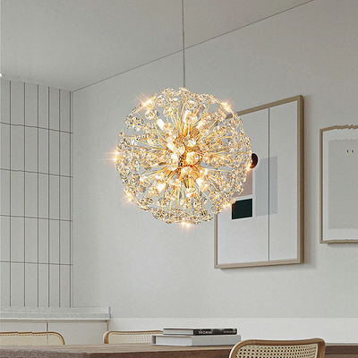 Modern Luxury Globe Crystal Dandelion Shade Iron Aluminum 6/9-Light Chandelier For Dining Room