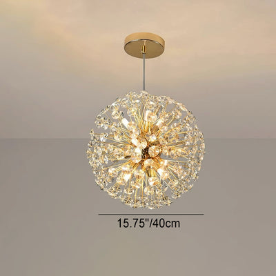 Modern Luxury Globe Crystal Dandelion Shade Iron Aluminum 6/9-Light Chandelier For Dining Room