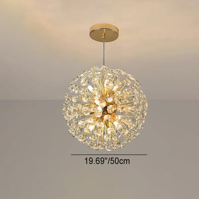 Modern Luxury Globe Crystal Dandelion Shade Iron Aluminum 6/9-Light Chandelier For Dining Room