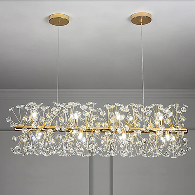 Modern Luxury Firework Crystal Shade Iron Aluminum 12/15-Light Island Light Chandelier For Dining Room