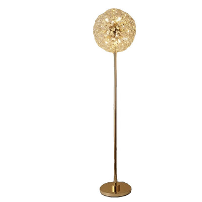 Modern Luxury Globe Crystal Dandelion Shade Iron Aluminum 9-Light Standing Floor Lamp For Study