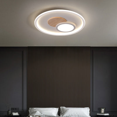 Modern Simplicity Aluminum Circle Ring Acrylic LED Flush Mount Ceiling Light For Living Room