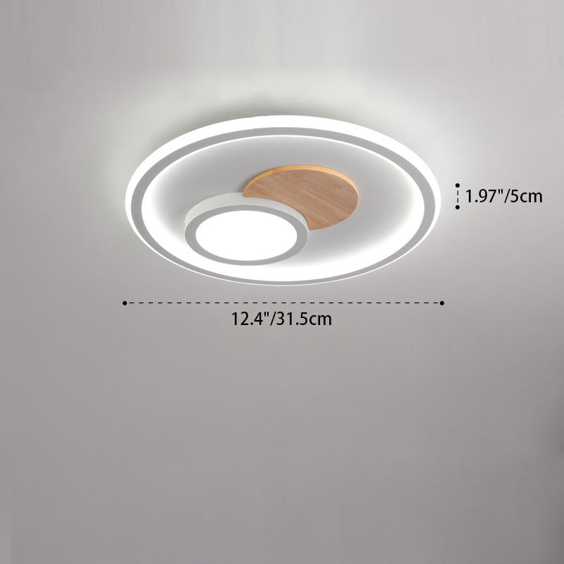 Modern Simplicity Aluminum Circle Ring Acrylic LED Flush Mount Ceiling Light For Living Room