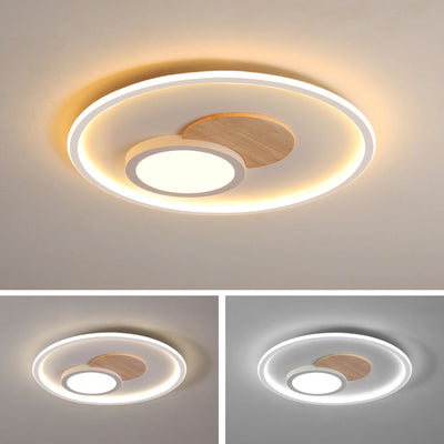 Modern Simplicity Aluminum Circle Ring Acrylic LED Flush Mount Ceiling Light For Living Room