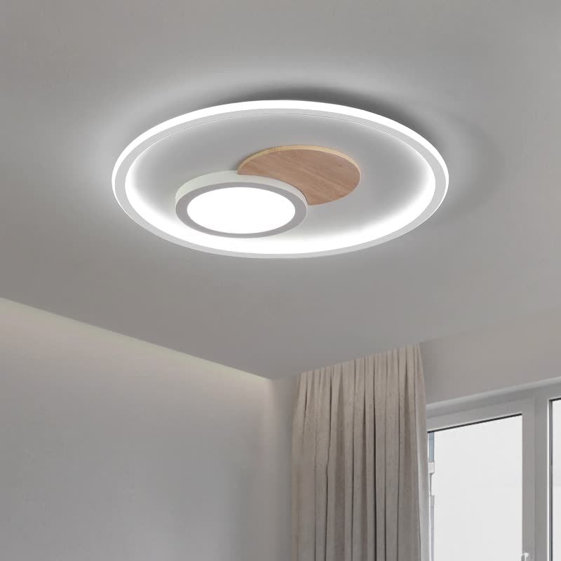 Modern Simplicity Aluminum Circle Ring Acrylic LED Flush Mount Ceiling Light For Living Room