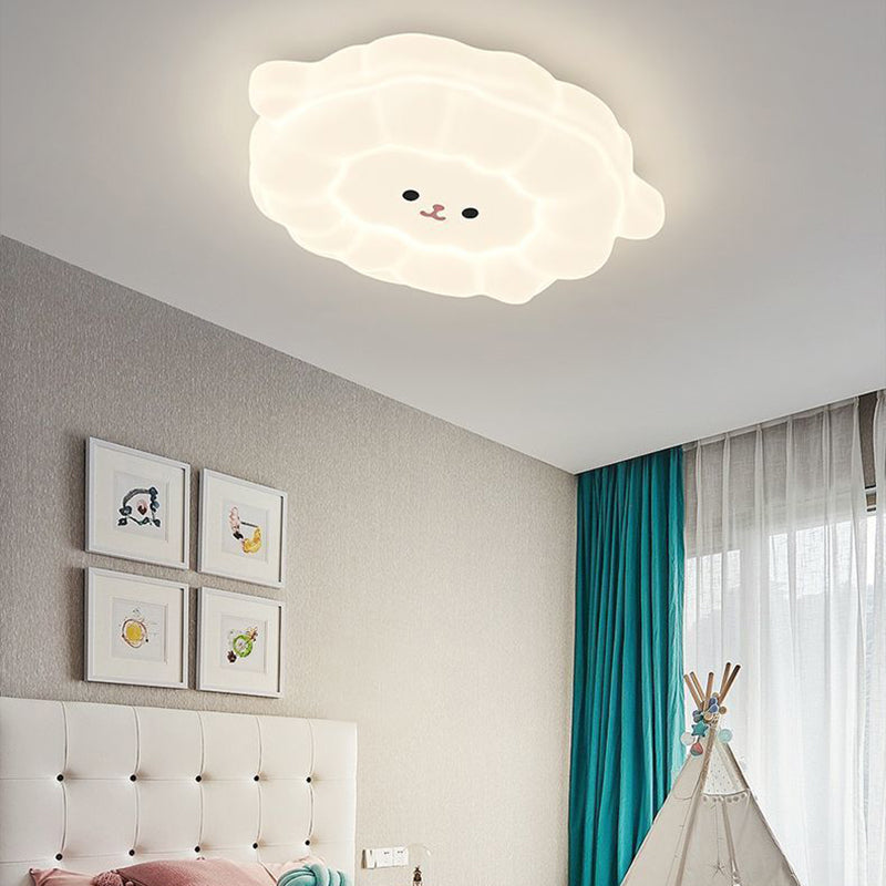 Contemporary Creative Animal Sheep PE Iron LED Flush Mount Ceiling Light For Living Room