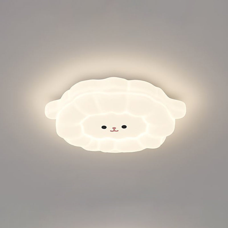 Contemporary Creative Animal Sheep PE Iron LED Flush Mount Ceiling Light For Living Room