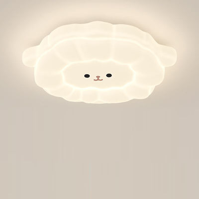 Contemporary Creative Animal Sheep PE Iron LED Flush Mount Ceiling Light For Living Room