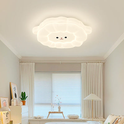 Contemporary Creative Animal Sheep PE Iron LED Flush Mount Ceiling Light For Living Room