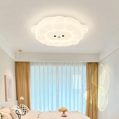 Contemporary Creative Animal Sheep PE Iron LED Flush Mount Ceiling Light For Living Room