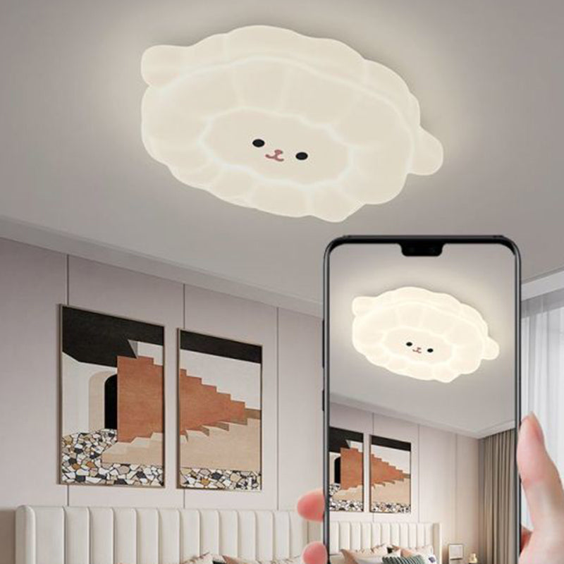 Contemporary Creative Animal Sheep PE Iron LED Flush Mount Ceiling Light For Living Room