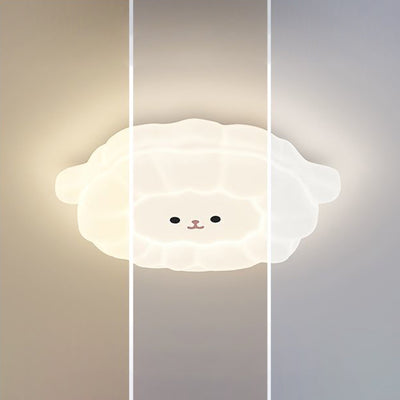 Contemporary Creative Animal Sheep PE Iron LED Flush Mount Ceiling Light For Living Room