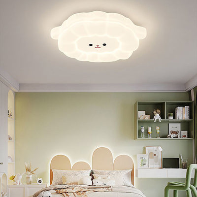 Contemporary Creative Animal Sheep PE Iron LED Flush Mount Ceiling Light For Living Room