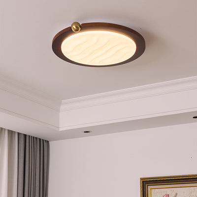 Contemporary Retro Solid Wood Acrylic Rectangle LED Flush Mount Ceiling Light For Living Room