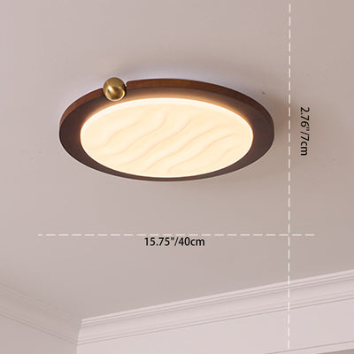 Contemporary Retro Solid Wood Acrylic Rectangle LED Flush Mount Ceiling Light For Living Room