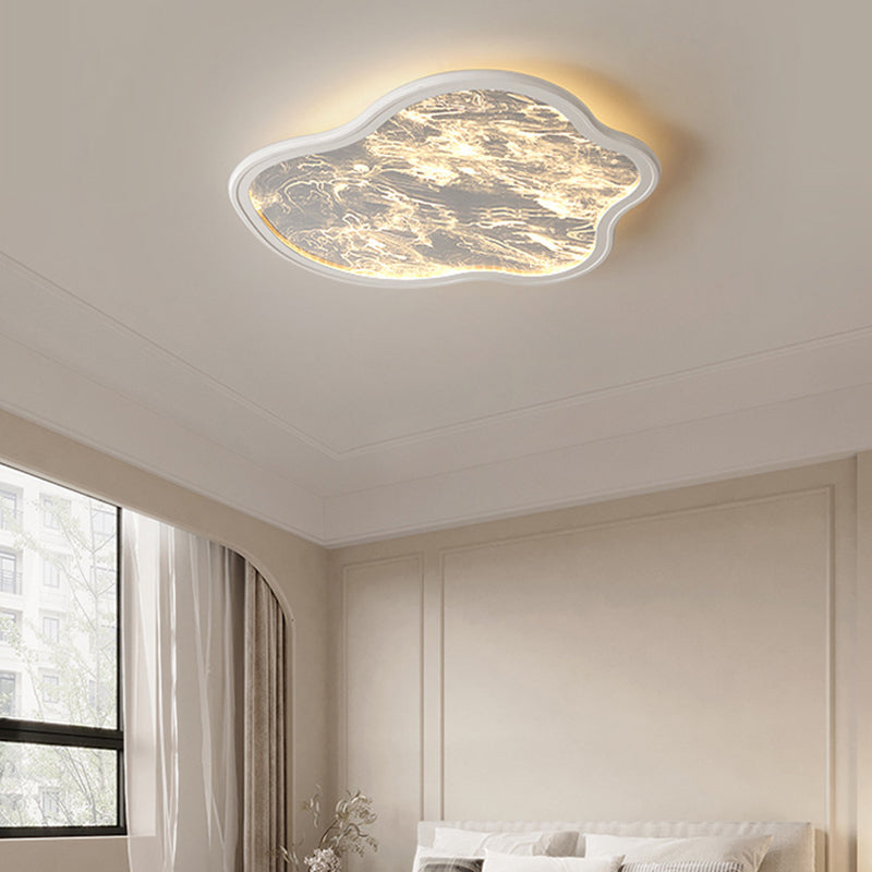 Contemporary Nordic Aluminum Acrylic Mist Cloud Shade LED Flush Mount Ceiling Light For Living Room