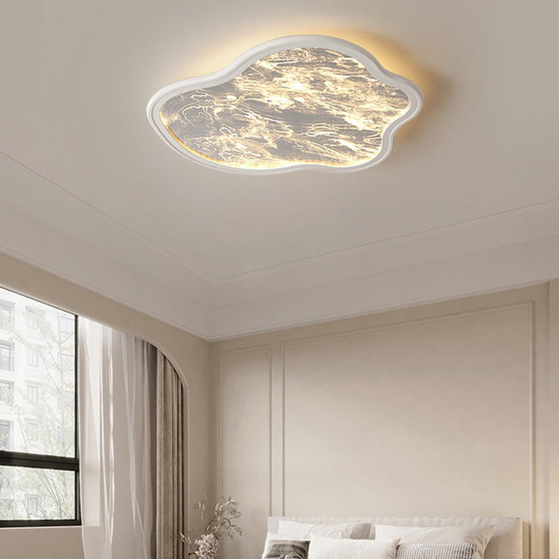 Contemporary Nordic Aluminum Acrylic Mist Cloud Shade LED Flush Mount Ceiling Light For Living Room