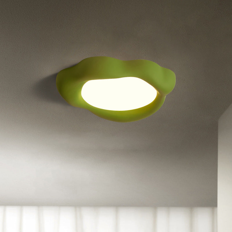 Contemporary Nordic Fiberglass Acrylic Round LED Flush Mount Ceiling Light For Living Room