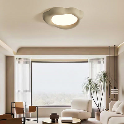 Contemporary Nordic Fiberglass Acrylic Round LED Flush Mount Ceiling Light For Living Room