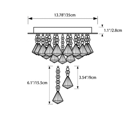 Contemporary Luxury Crystal Raindrop Round Stainless Steel 4-Light Flush Mount Ceiling Light For Living Room