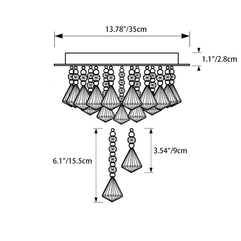 Contemporary Luxury Crystal Raindrop Round Stainless Steel 4-Light Flush Mount Ceiling Light For Living Room