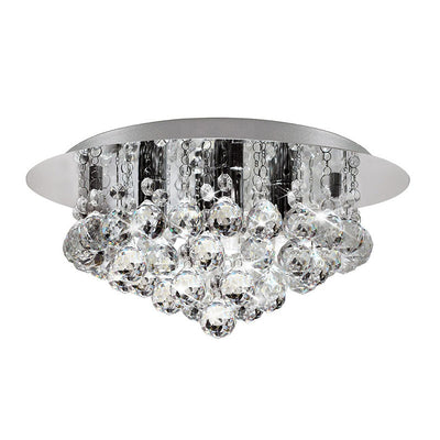 Contemporary Luxury Crystal Raindrop Round Stainless Steel 4-Light Flush Mount Ceiling Light For Living Room