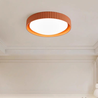 Contemporary Scandinavian Macaron Resin Acrylic Geometric Circle LED Flush Mount Ceiling Light For Bedroom