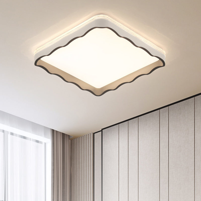 Modern Minimalist Geometrical Square Iron Acrylic LED Flush Mount Ceiling Light For Living Room