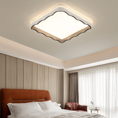 Modern Minimalist Geometrical Square Iron Acrylic LED Flush Mount Ceiling Light For Living Room