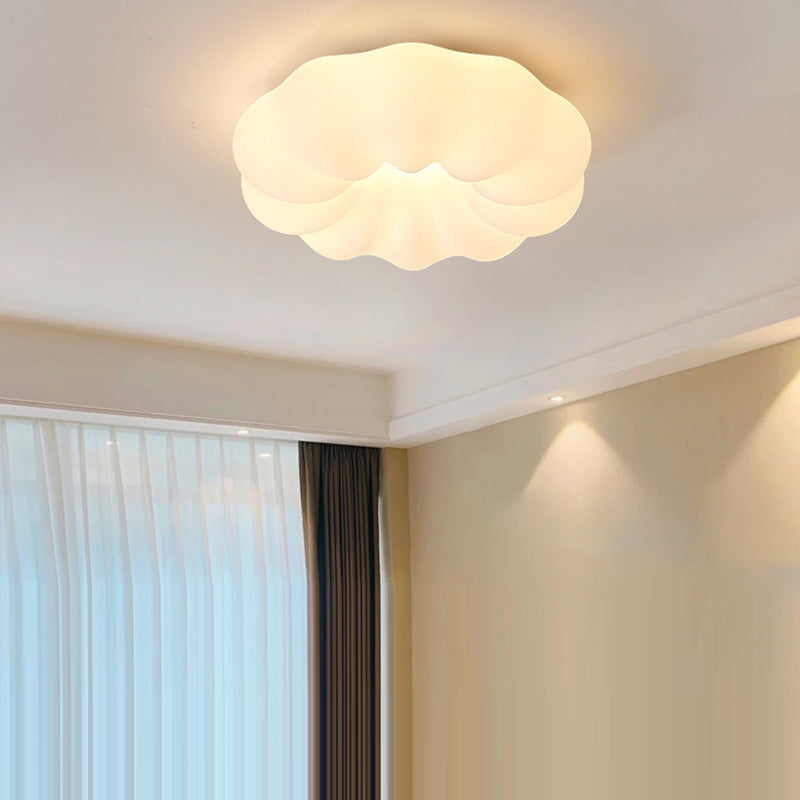 Contemporary Scandinavian Iron PE Cloud Shade LED Flush Mount Ceiling Light For Bedroom